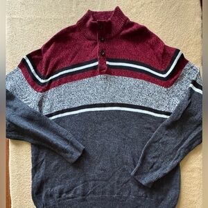Chaps Burgundy and Gray Knit Pullover